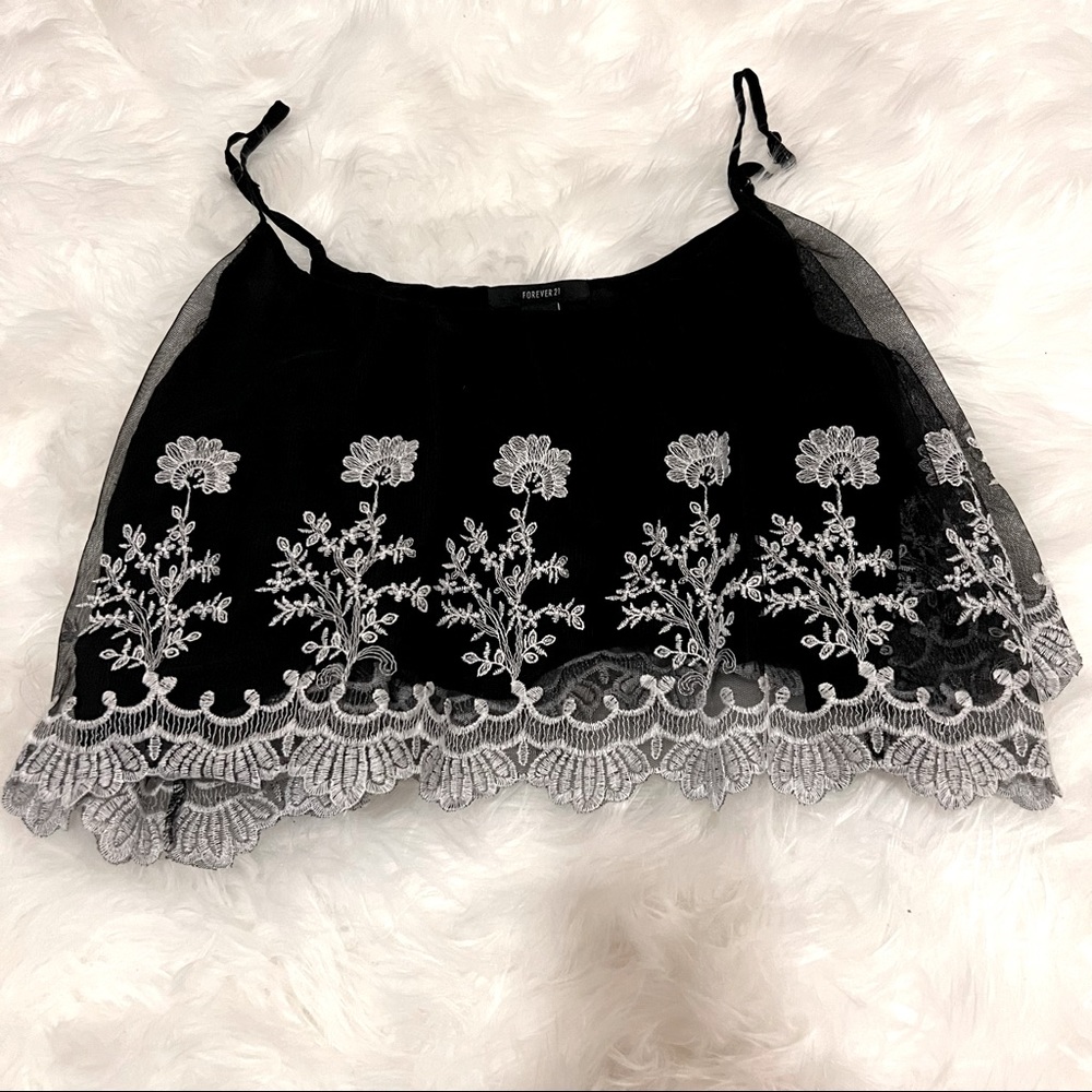 Forever 21 Lace Cropped Tank Top